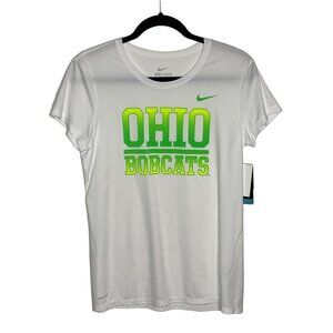 NWT Nike Dri-fit Women's Ohio Bobcats Short Sleeve Crewneck Tee T-Shirt White M
